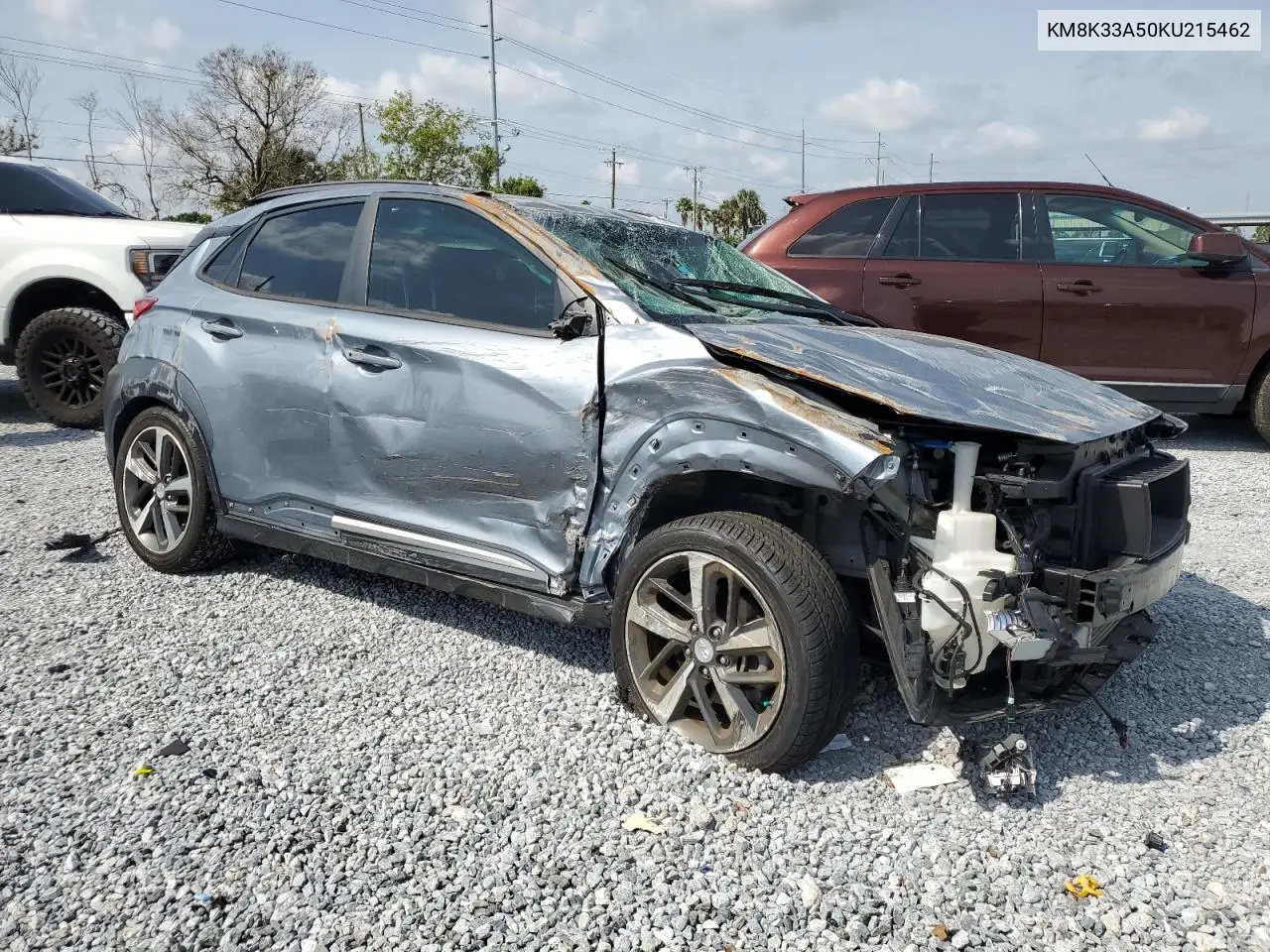 2019 Hyundai Kona Limited VIN: KM8K33A50KU215462 Lot: 50143855