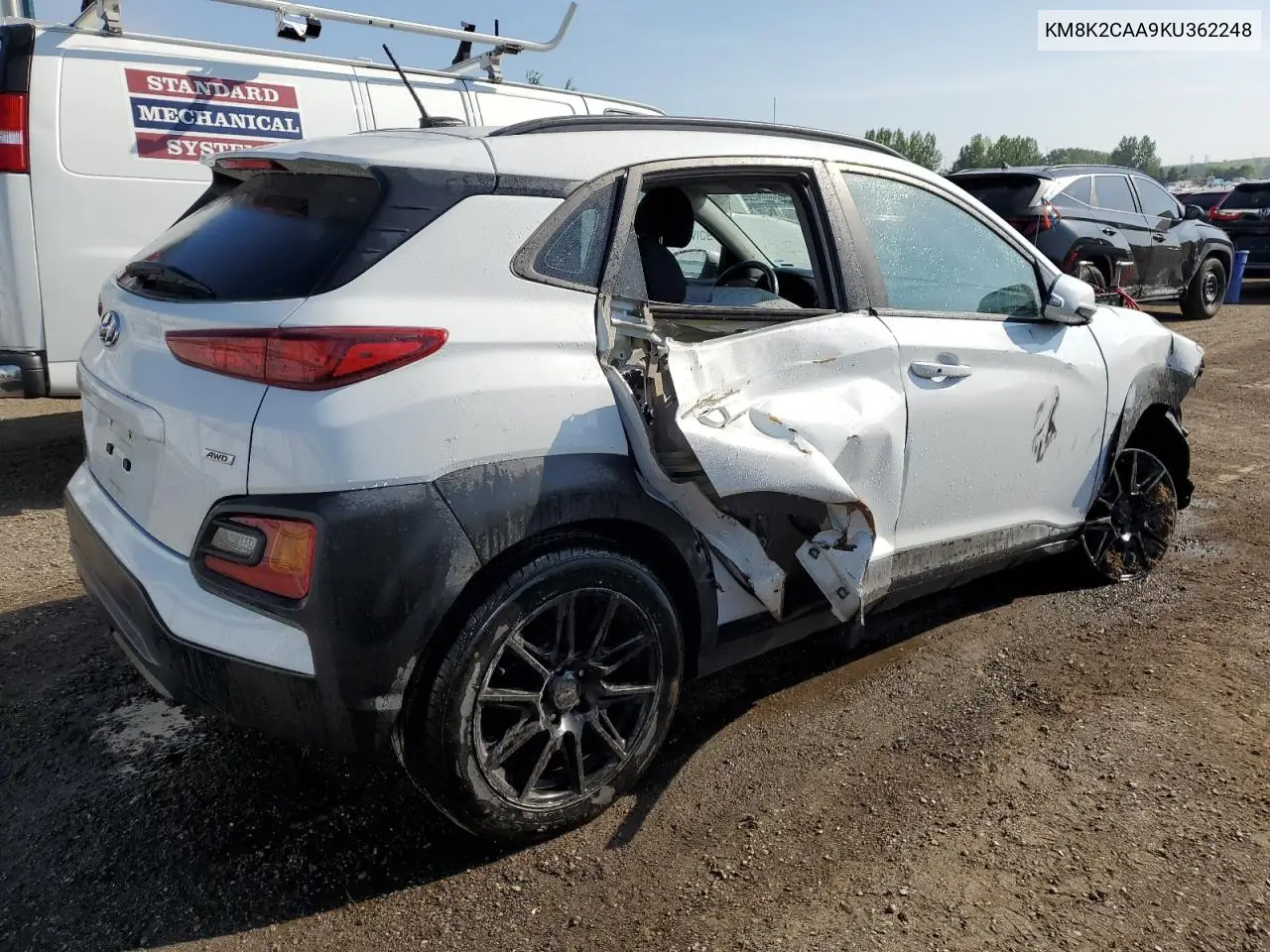 2019 Hyundai Kona Sel VIN: KM8K2CAA9KU362248 Lot: 61758455