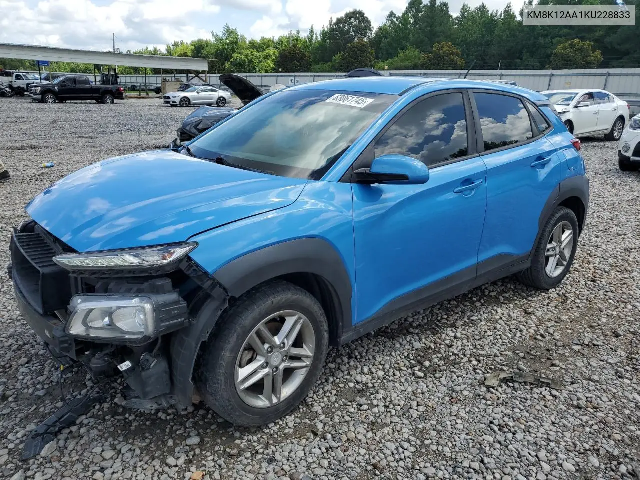 2019 Hyundai Kona Se VIN: KM8K12AA1KU228833 Lot: 63061745