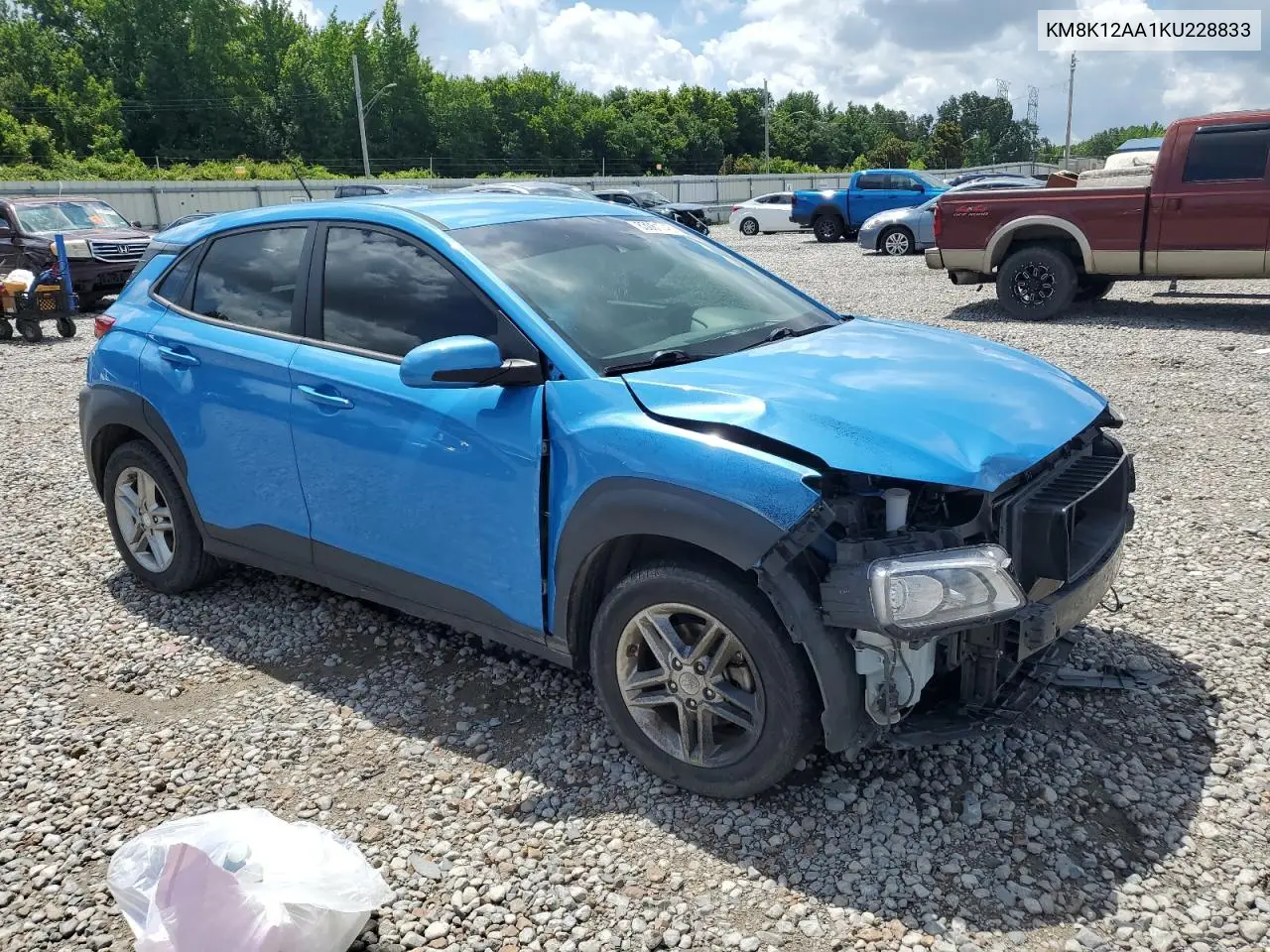 2019 Hyundai Kona Se VIN: KM8K12AA1KU228833 Lot: 63061745