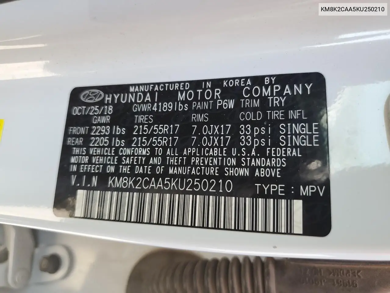 2019 Hyundai Kona Sel VIN: KM8K2CAA5KU250210 Lot: 64614485