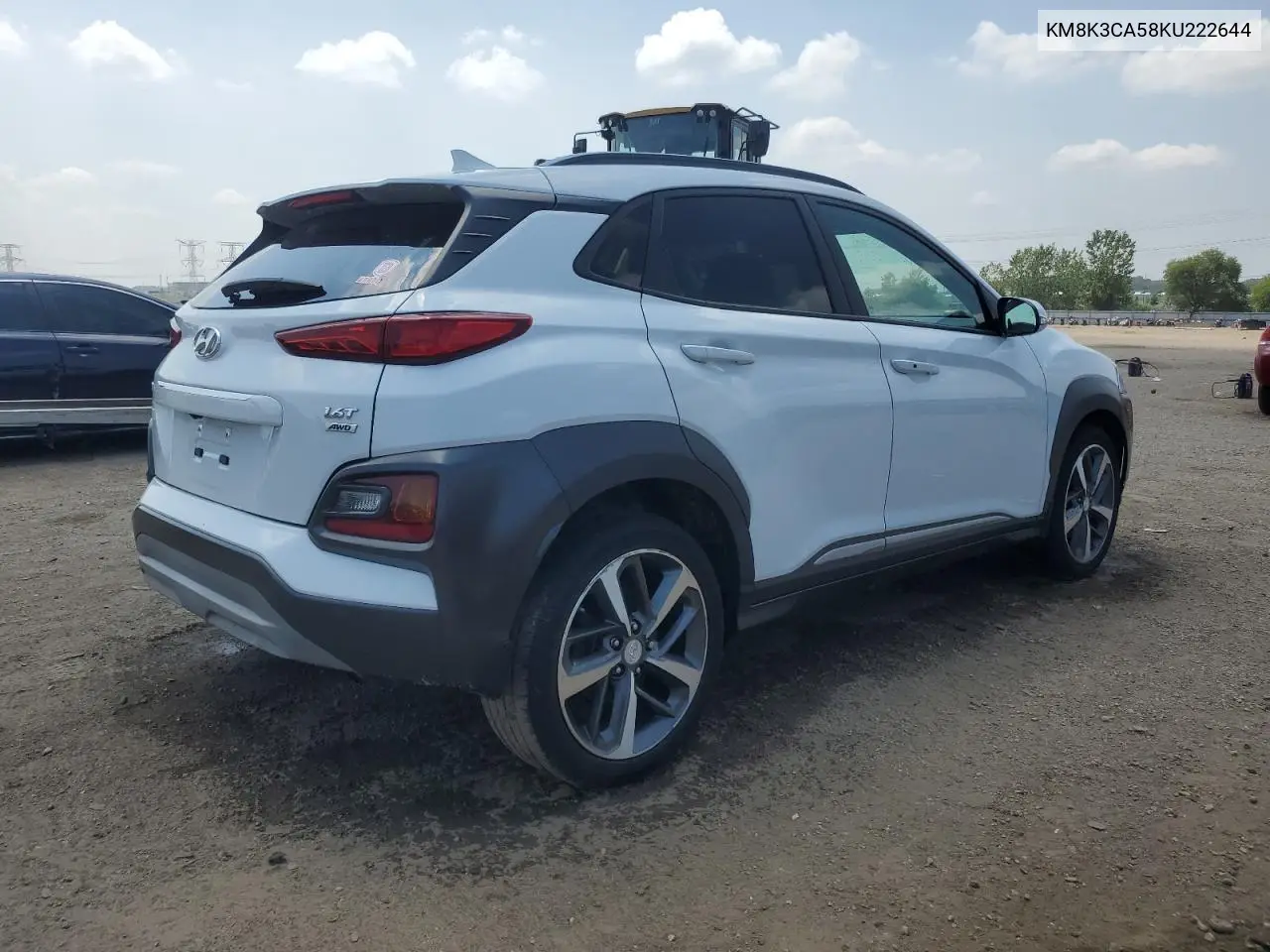 2019 Hyundai Kona Limited VIN: KM8K3CA58KU222644 Lot: 65130445