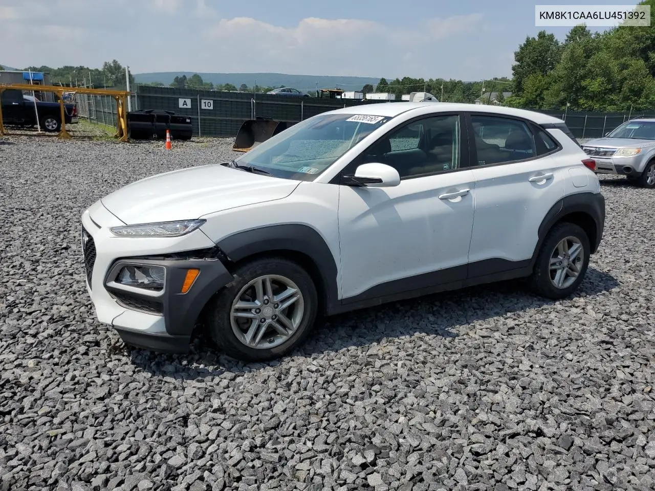 2020 Hyundai Kona Se VIN: KM8K1CAA6LU451392 Lot: 65356165