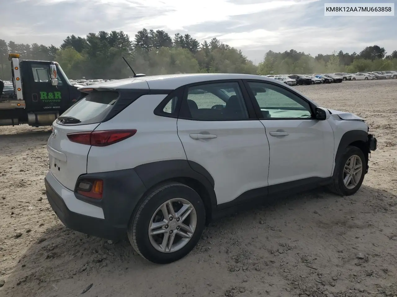 2021 Hyundai Kona Se VIN: KM8K12AA7MU663858 Lot: 56104355