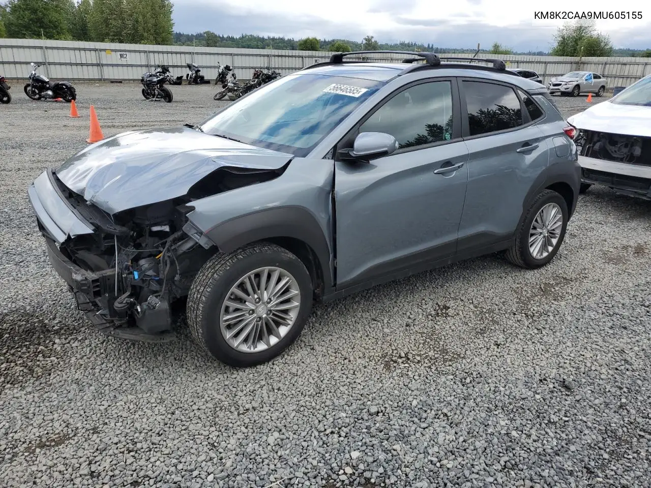 2021 Hyundai Kona Sel VIN: KM8K2CAA9MU605155 Lot: 56646585