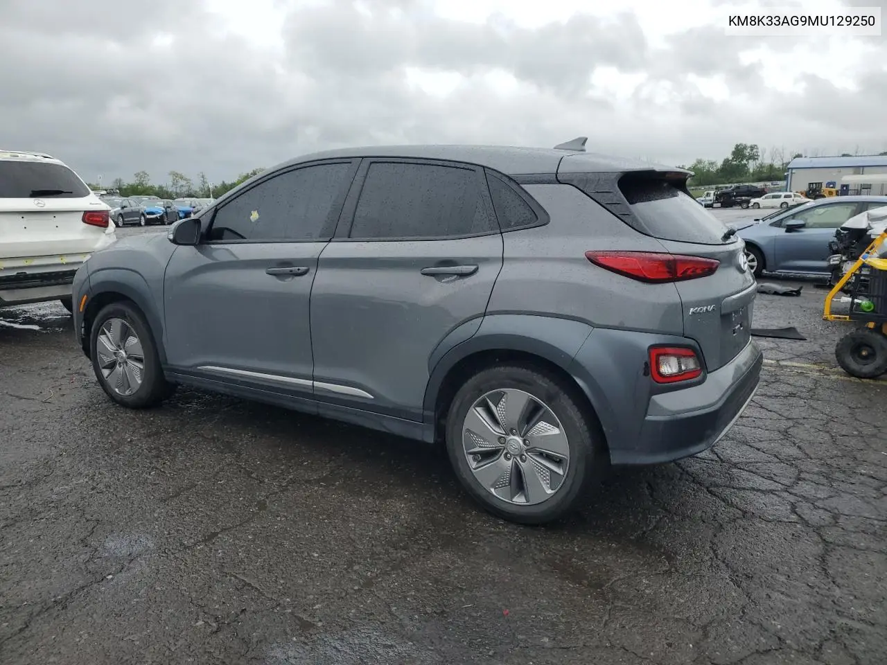 2021 Hyundai Kona Limited VIN: KM8K33AG9MU129250 Lot: 56850315