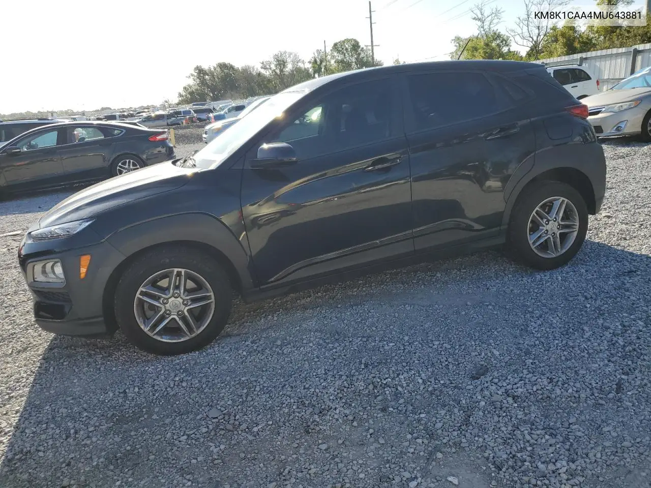 2021 Hyundai Kona Se VIN: KM8K1CAA4MU643881 Lot: 62580365