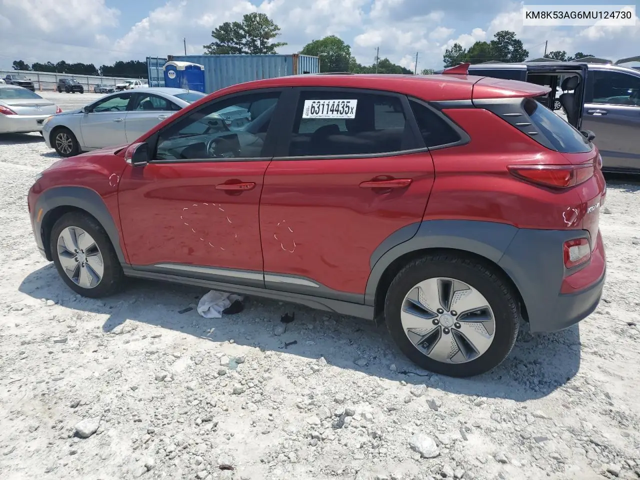 2021 Hyundai Kona Ultimate VIN: KM8K53AG6MU124730 Lot: 63114435