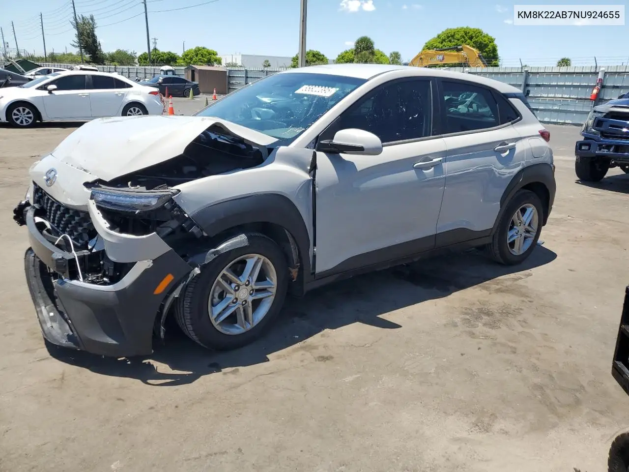 2022 Hyundai Kona Sel VIN: KM8K22AB7NU924655 Lot: 55822395