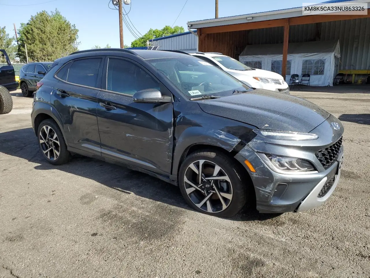 2022 Hyundai Kona Limited VIN: KM8K5CA33NU863326 Lot: 56944215