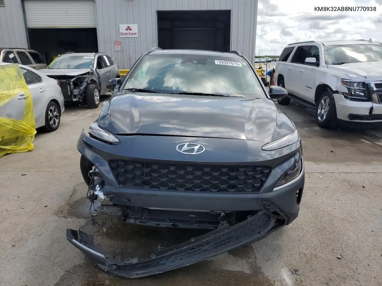 2022 Hyundai Kona Sel VIN: KM8K32AB8NU770938 Lot: 59397615