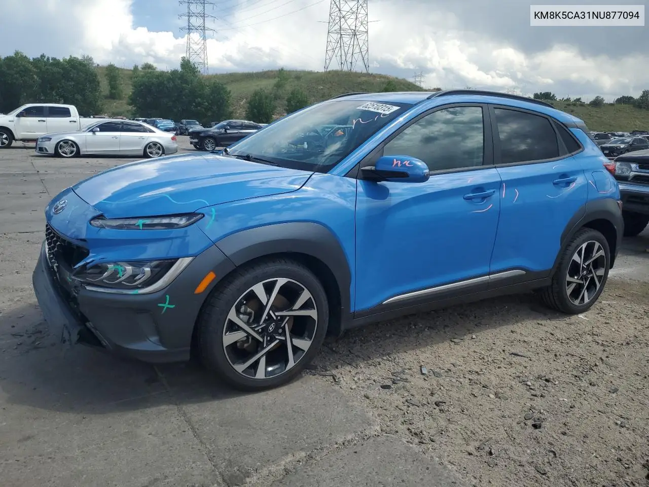 2022 Hyundai Kona Limited VIN: KM8K5CA31NU877094 Lot: 62510315