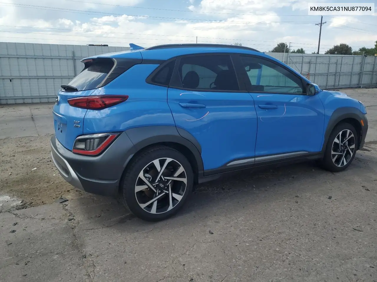 2022 Hyundai Kona Limited VIN: KM8K5CA31NU877094 Lot: 62510315