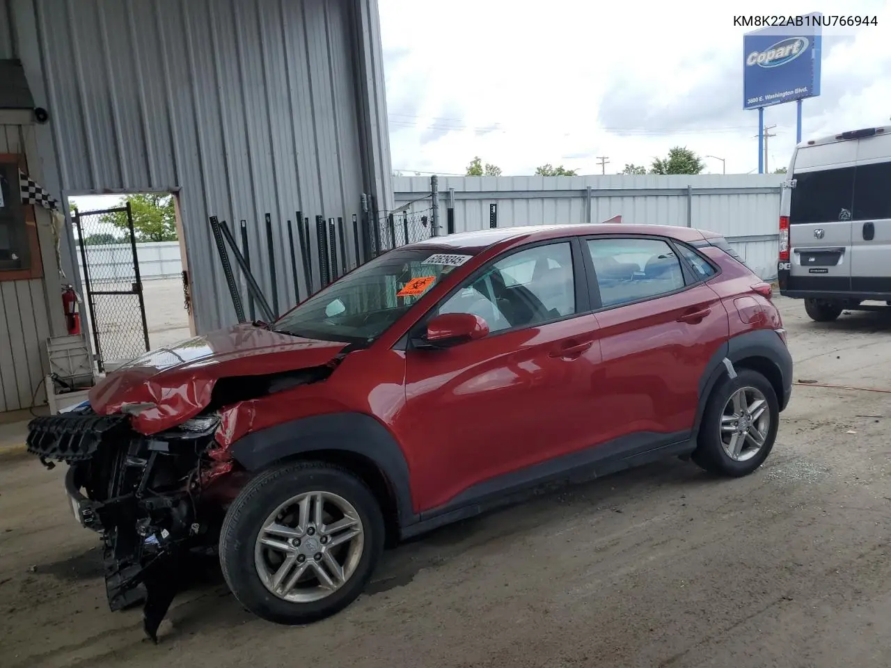 2022 Hyundai Kona Sel VIN: KM8K22AB1NU766944 Lot: 62629345
