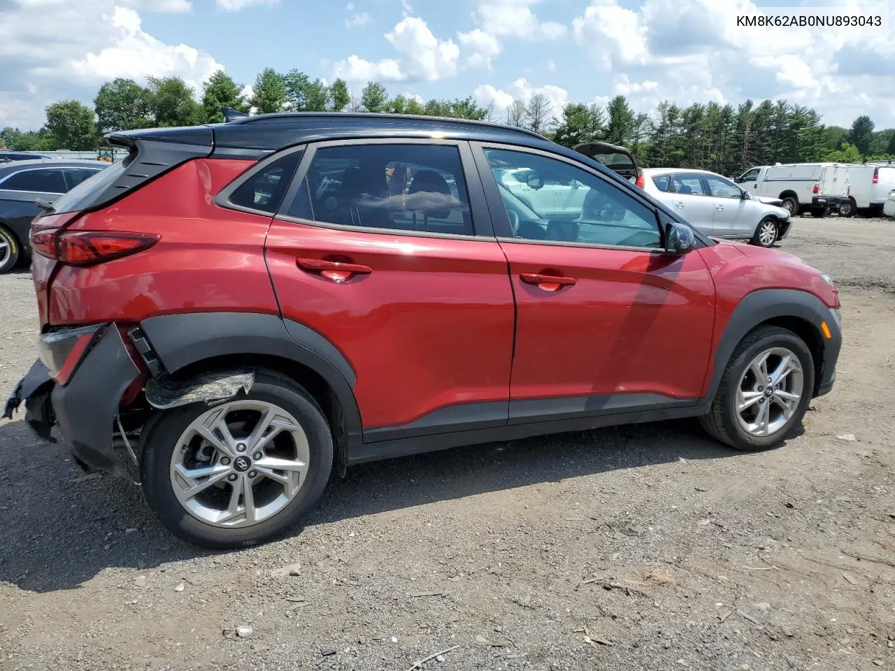 2022 Hyundai Kona Sel VIN: KM8K62AB0NU893043 Lot: 62790075