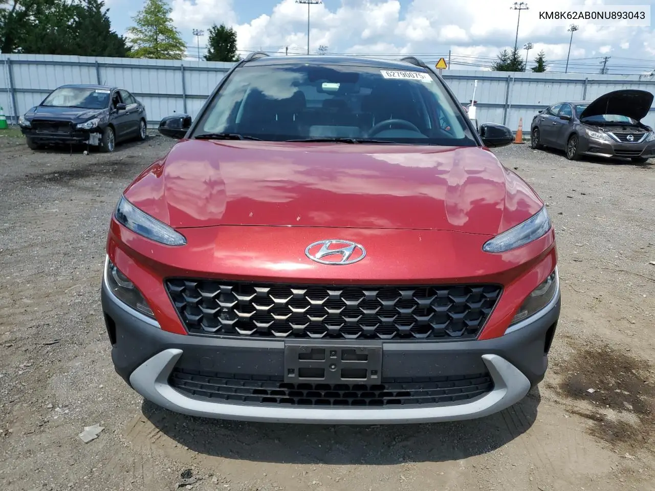 2022 Hyundai Kona Sel VIN: KM8K62AB0NU893043 Lot: 62790075