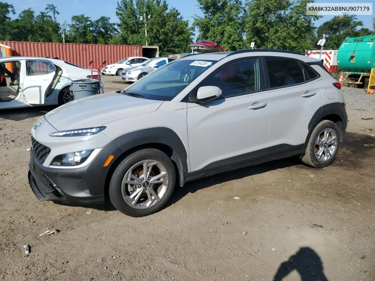 2022 Hyundai Kona Sel VIN: KM8K32AB8NU907179 Lot: 63184385