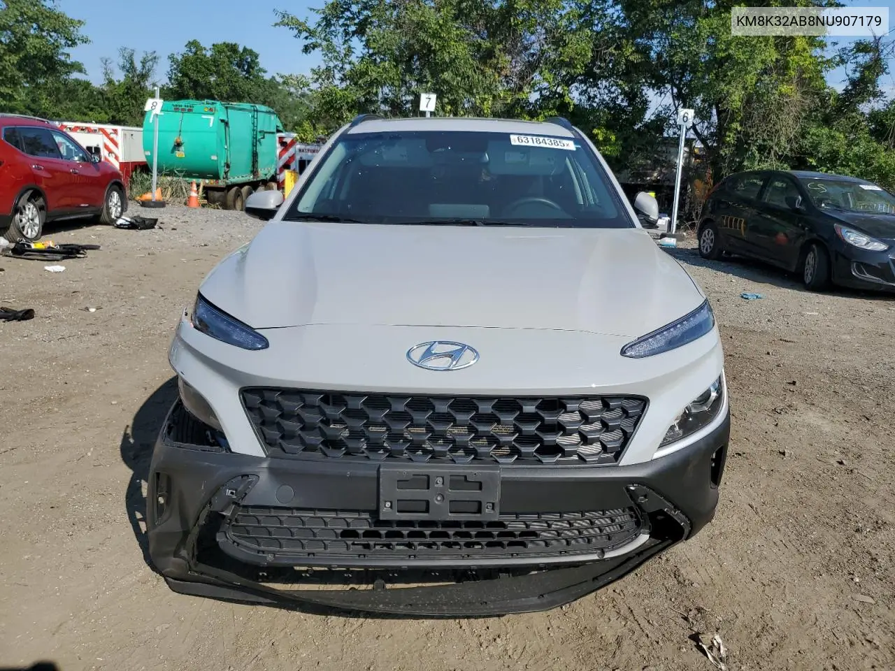 2022 Hyundai Kona Sel VIN: KM8K32AB8NU907179 Lot: 63184385