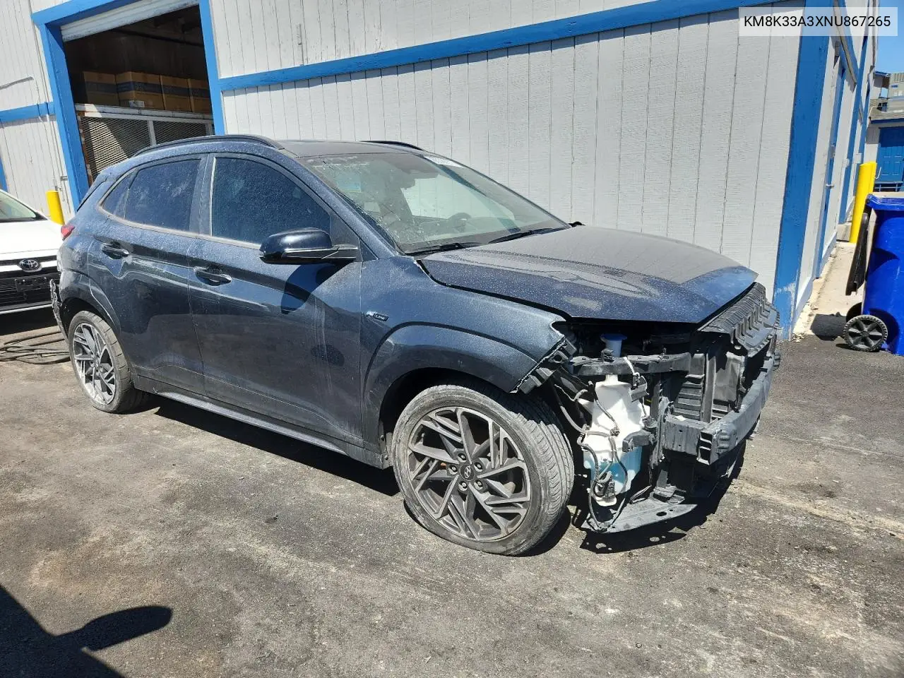 2022 Hyundai Kona N Line VIN: KM8K33A3XNU867265 Lot: 65088675