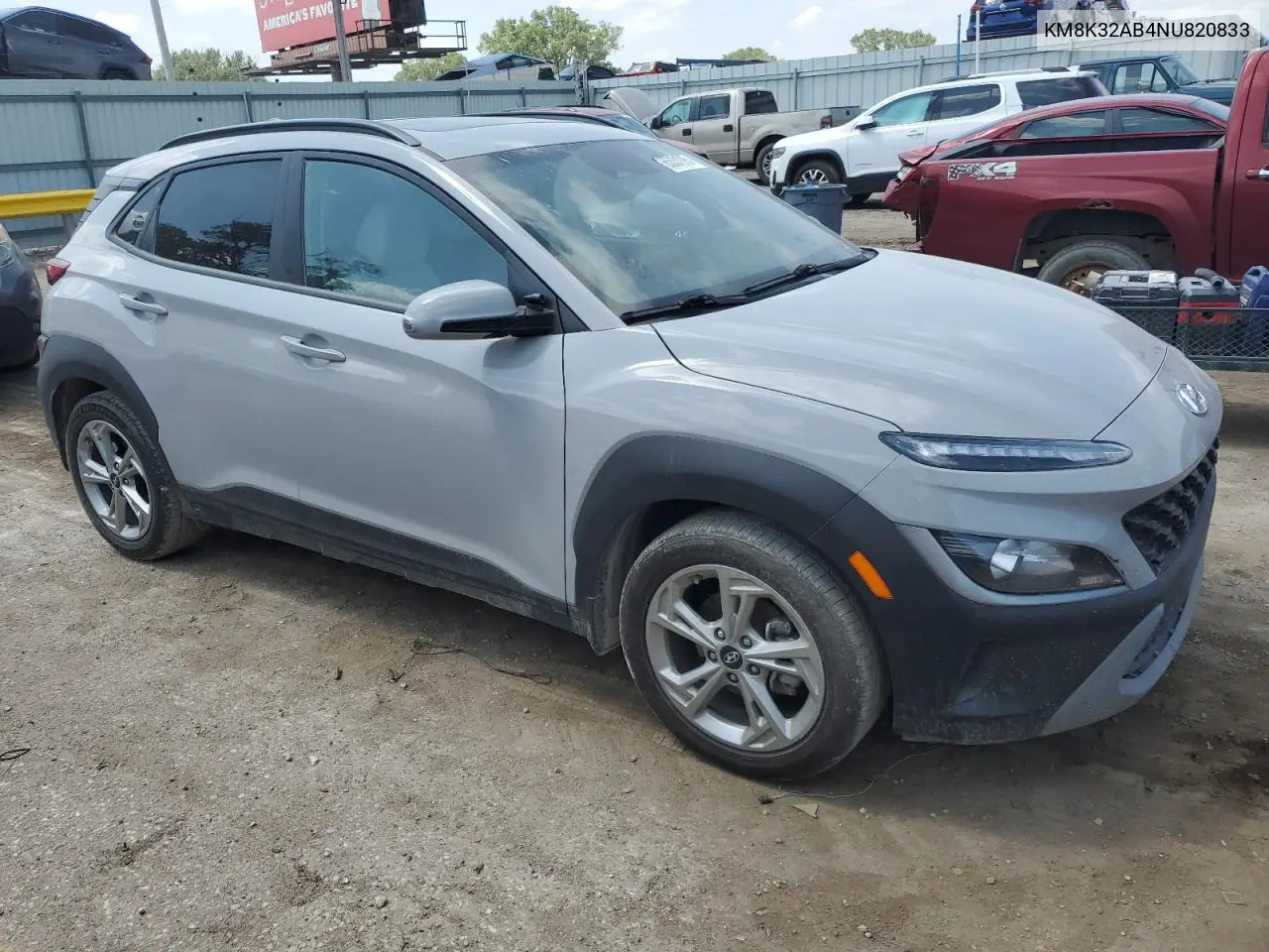 2022 Hyundai Kona Sel VIN: KM8K32AB4NU820833 Lot: 65331995