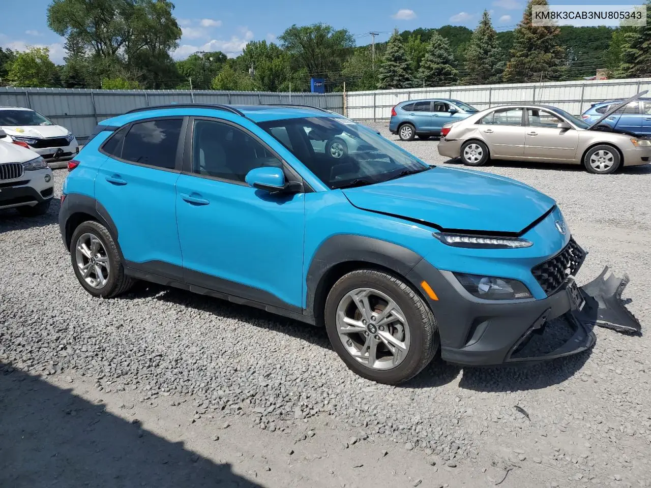 2022 Hyundai Kona Sel VIN: KM8K3CAB3NU805343 Lot: 65628335