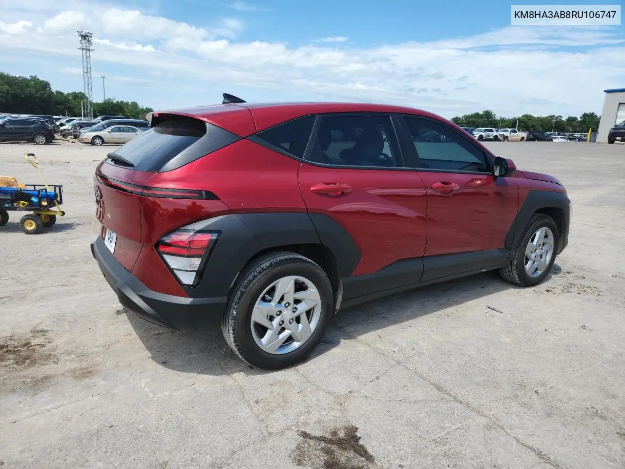 2024 Hyundai Kona Se VIN: KM8HA3AB8RU106747 Lot: 62780615