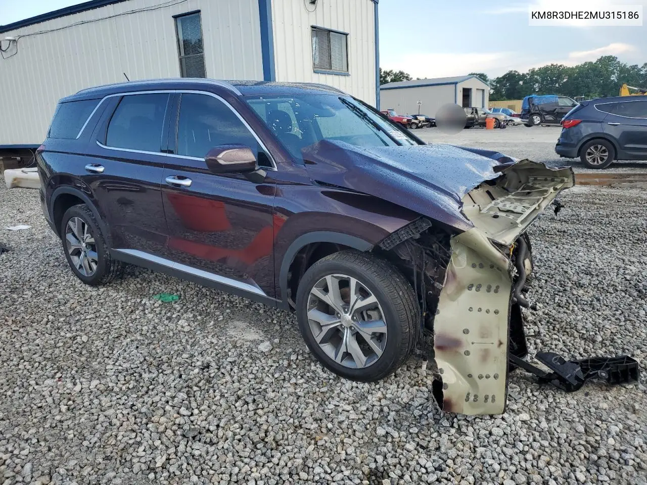 KM8R3DHE2MU315186 2021 Hyundai Palisade Sel