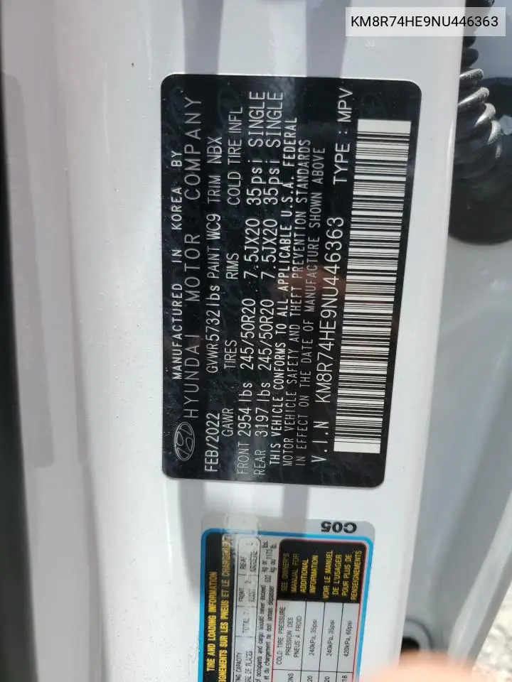 2022 Hyundai Palisade Calligraphy VIN: KM8R74HE9NU446363 Lot: 61296325