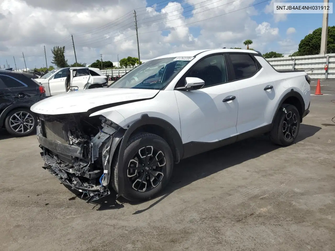 2022 Hyundai Santa Cruz Sel VIN: 5NTJB4AE4NH031912 Lot: 61262235
