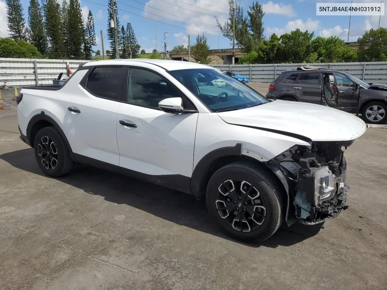 2022 Hyundai Santa Cruz Sel VIN: 5NTJB4AE4NH031912 Lot: 61262235