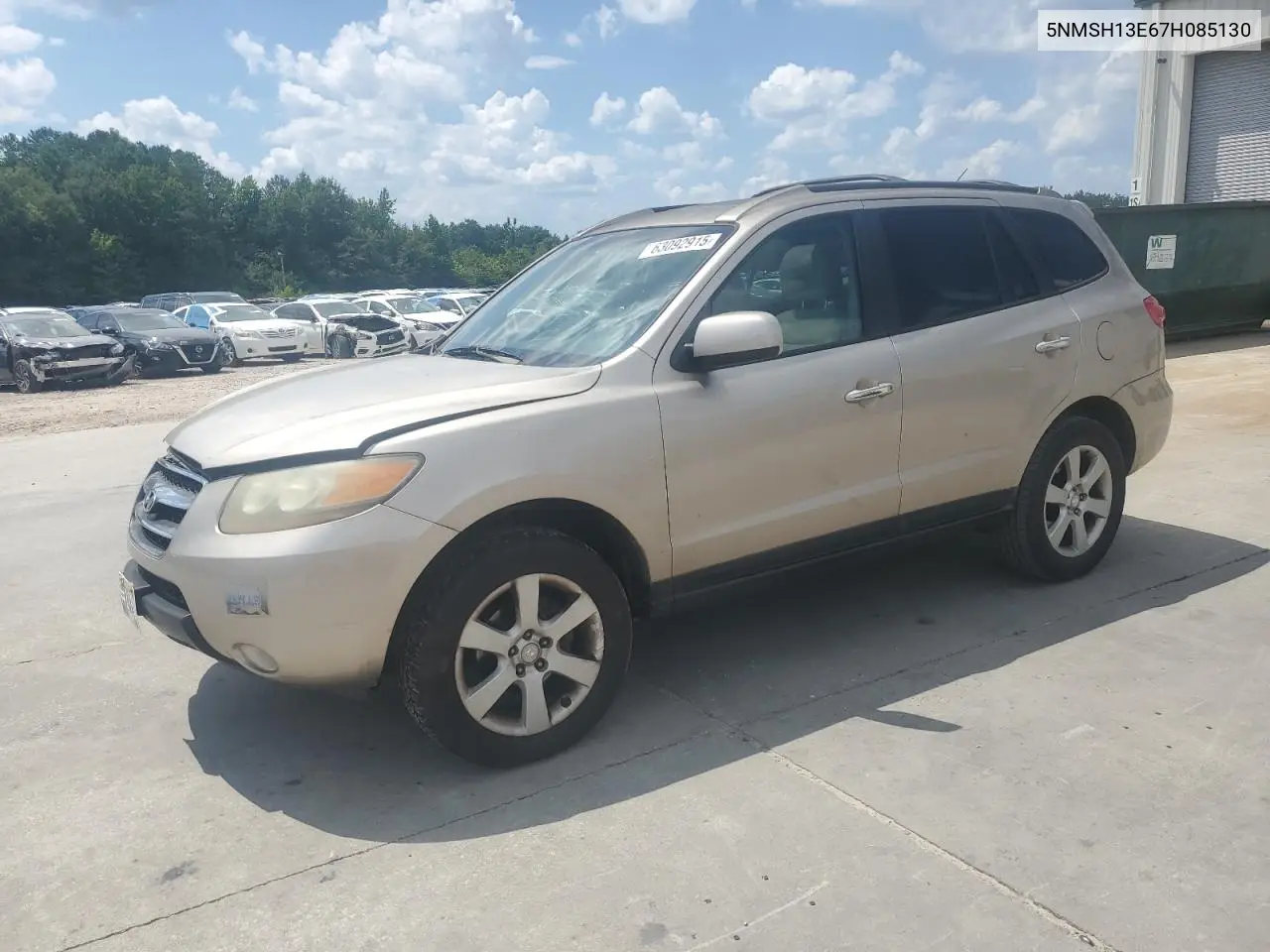 2007 Hyundai Santa Fe Se VIN: 5NMSH13E67H085130 Lot: 63092915