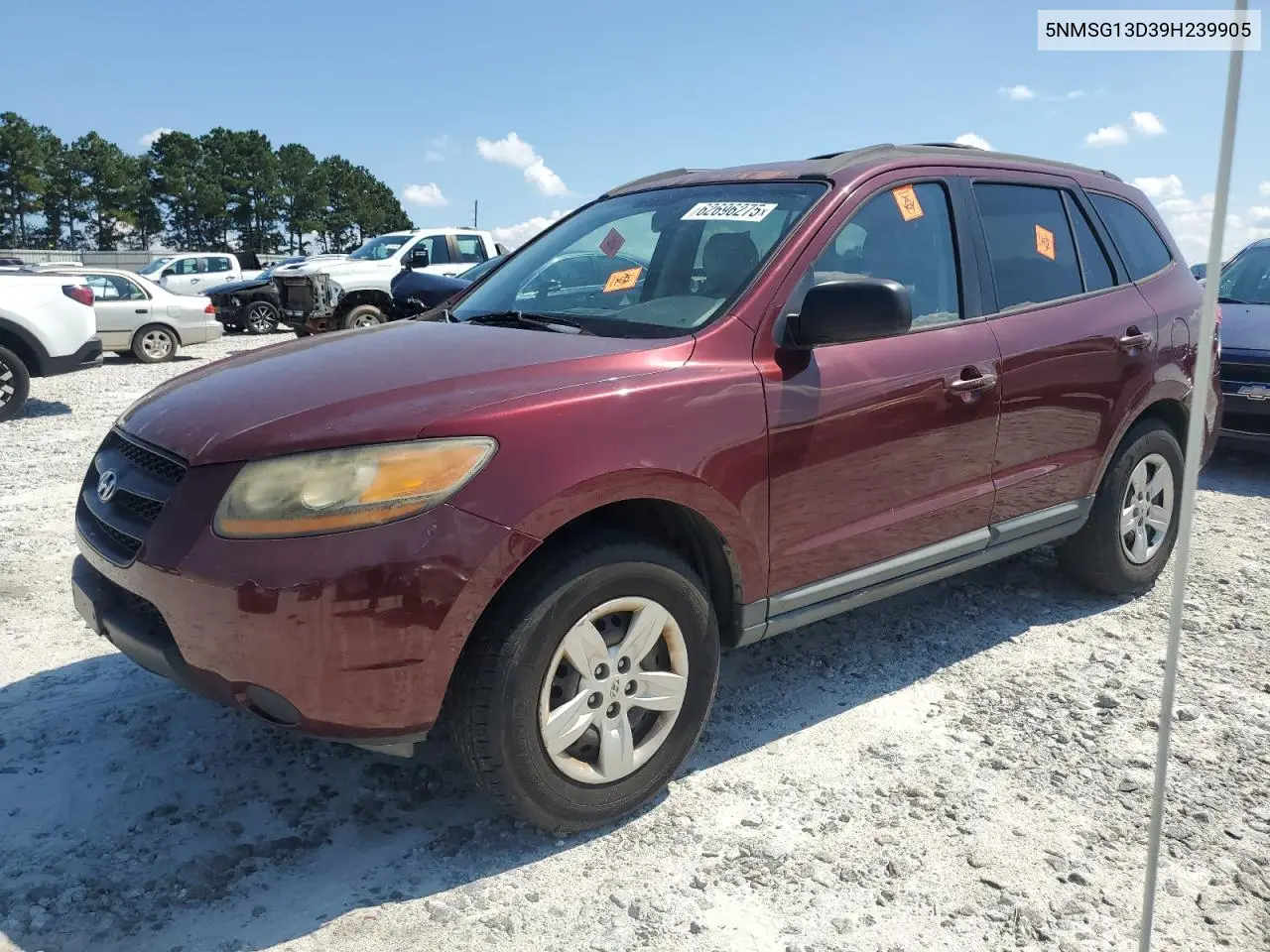 2009 Hyundai Santa Fe Gls VIN: 5NMSG13D39H239905 Lot: 62696275