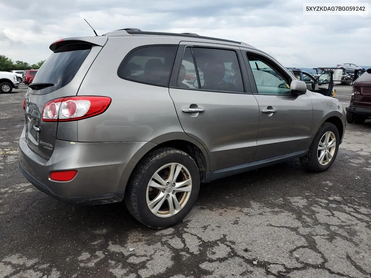2011 Hyundai Santa Fe Limited VIN: 5XYZKDAG7BG059242 Lot: 62931245