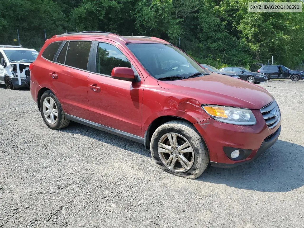 2012 Hyundai Santa Fe Se VIN: 5XYZHDAG2CG130590 Lot: 59874385