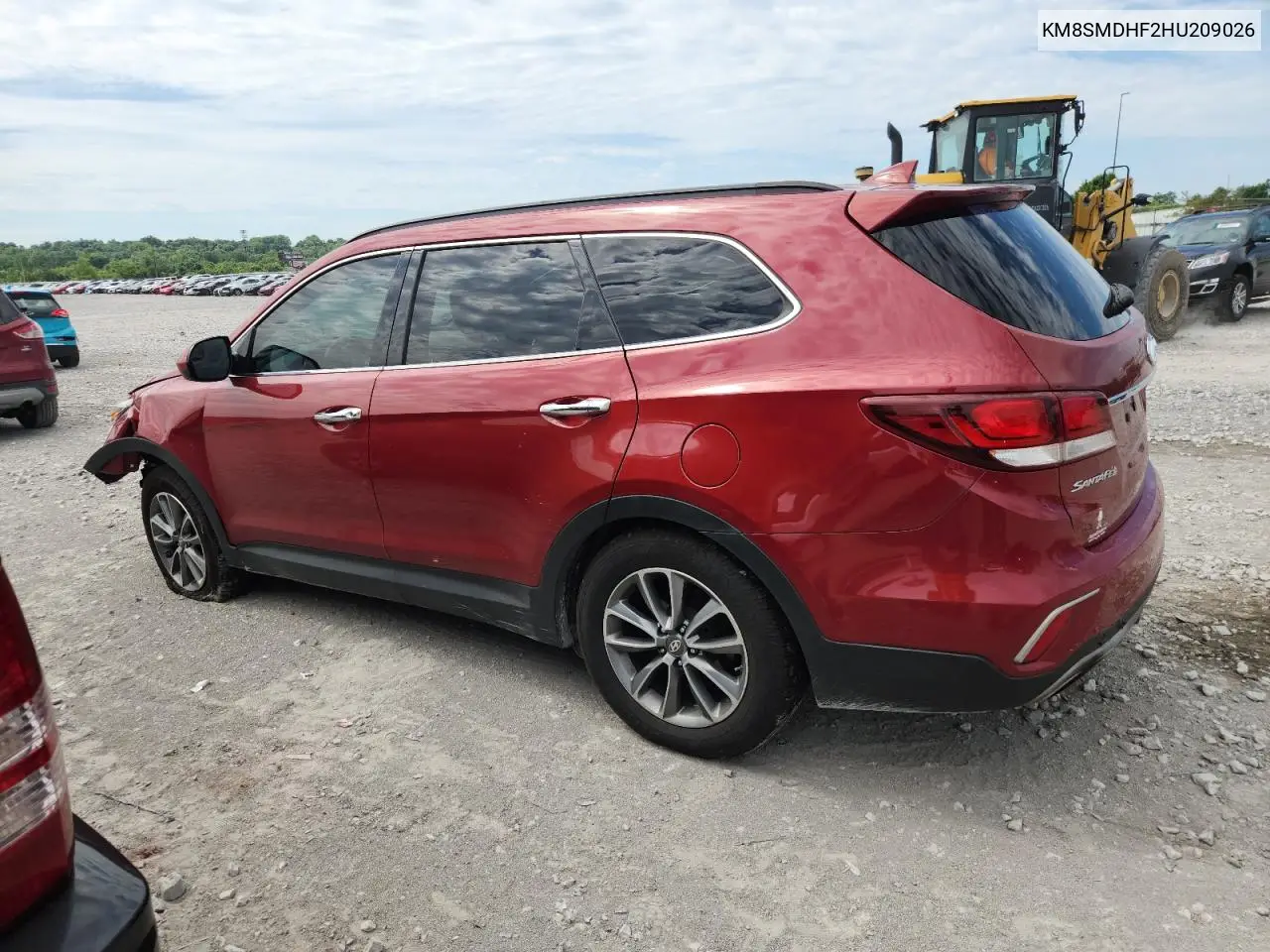 2017 Hyundai Santa Fe Se VIN: KM8SMDHF2HU209026 Lot: 62767955