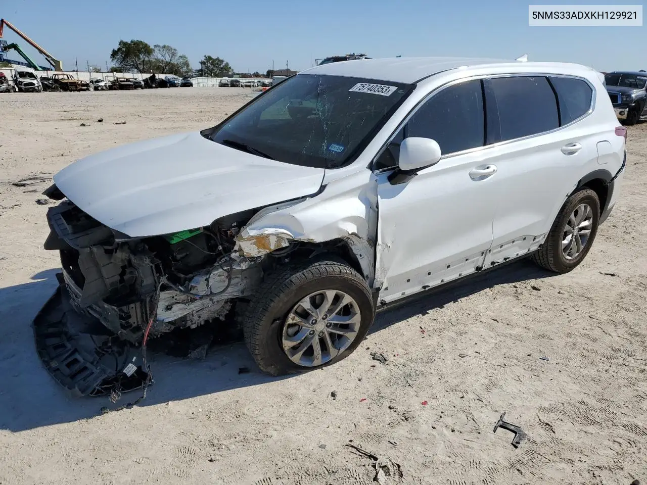 2019 Hyundai Santa Fe Sel VIN: 5NMS33ADXKH129921 Lot: 75740353
