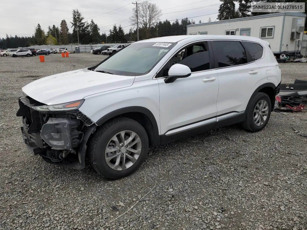 2020 Hyundai Santa Fe Se VIN: 5NMS23AD3LH278515 Lot: 52537445