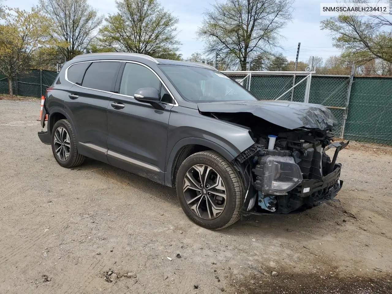 2020 Hyundai Santa Fe Limited VIN: 5NMS5CAA8LH234412 Lot: 53755275