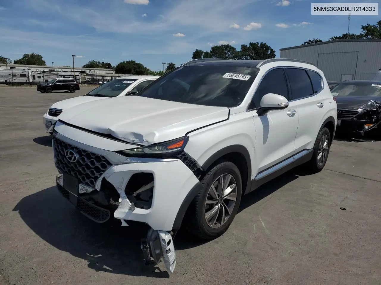 2020 Hyundai Santa Fe Sel VIN: 5NMS3CAD0LH214333 Lot: 56946795