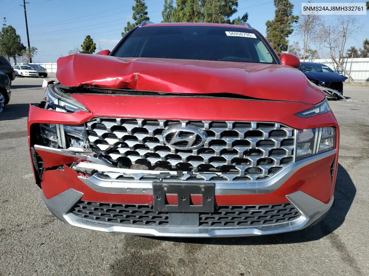 2021 Hyundai Santa Fe Sel VIN: 5NMS24AJ8MH332761 Lot: 56950795