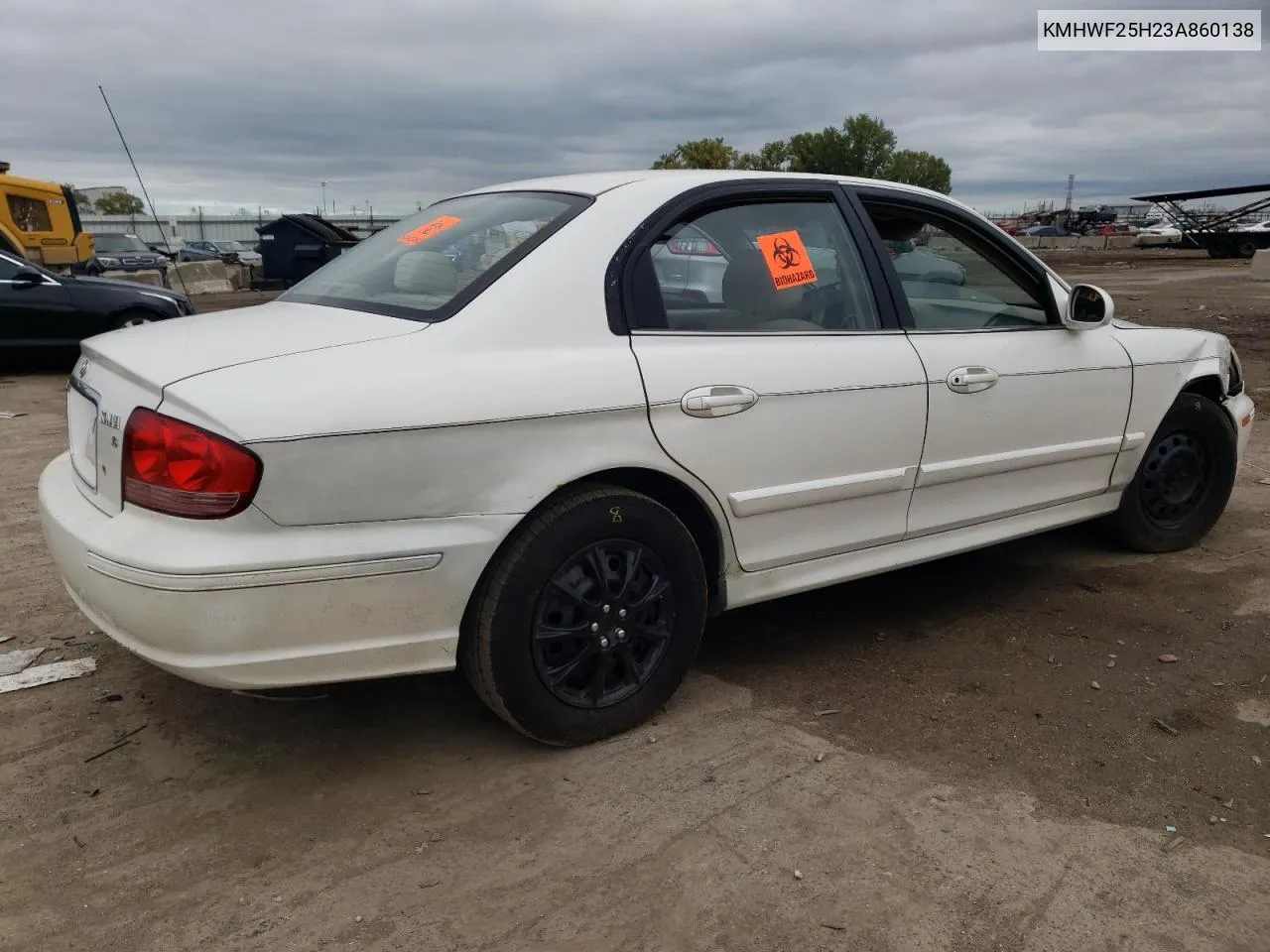 2003 Hyundai Sonata Gl VIN: KMHWF25H23A860138 Lot: 88088925
