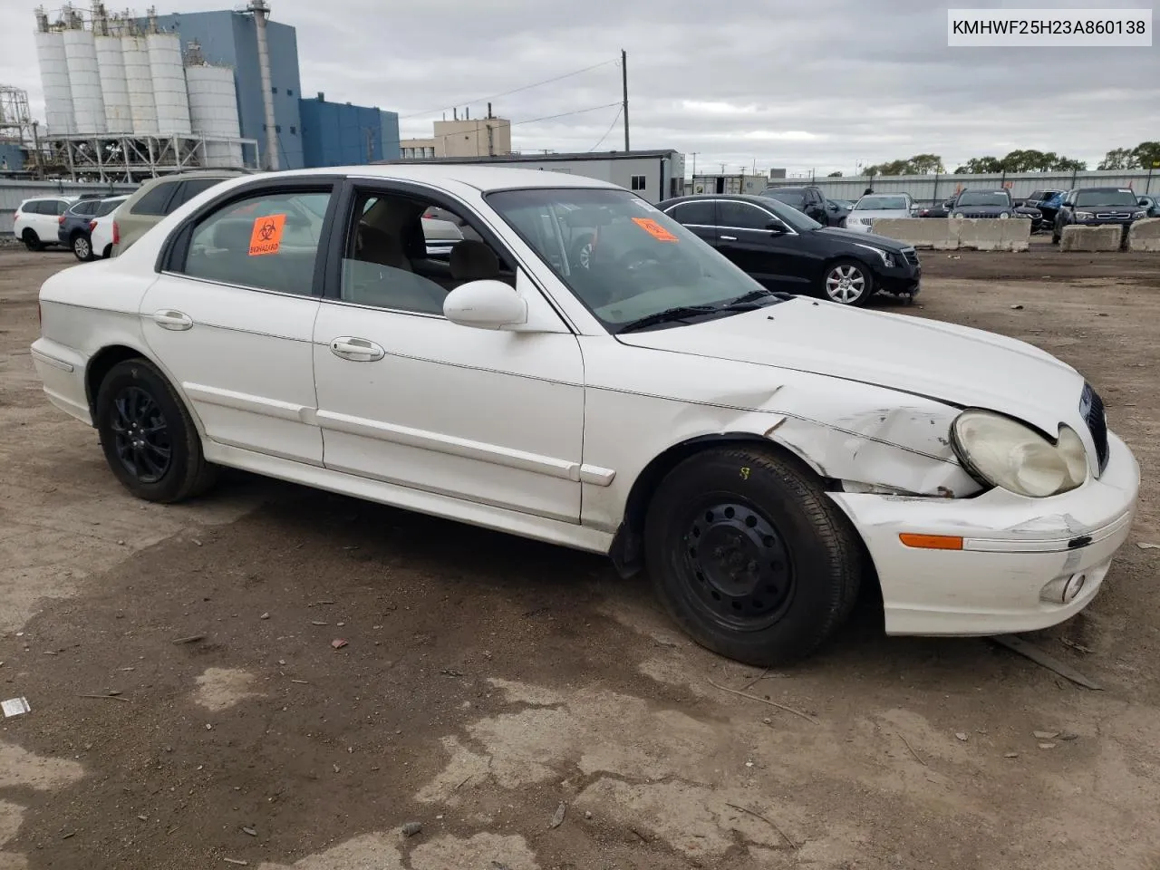 2003 Hyundai Sonata Gl VIN: KMHWF25H23A860138 Lot: 88088925