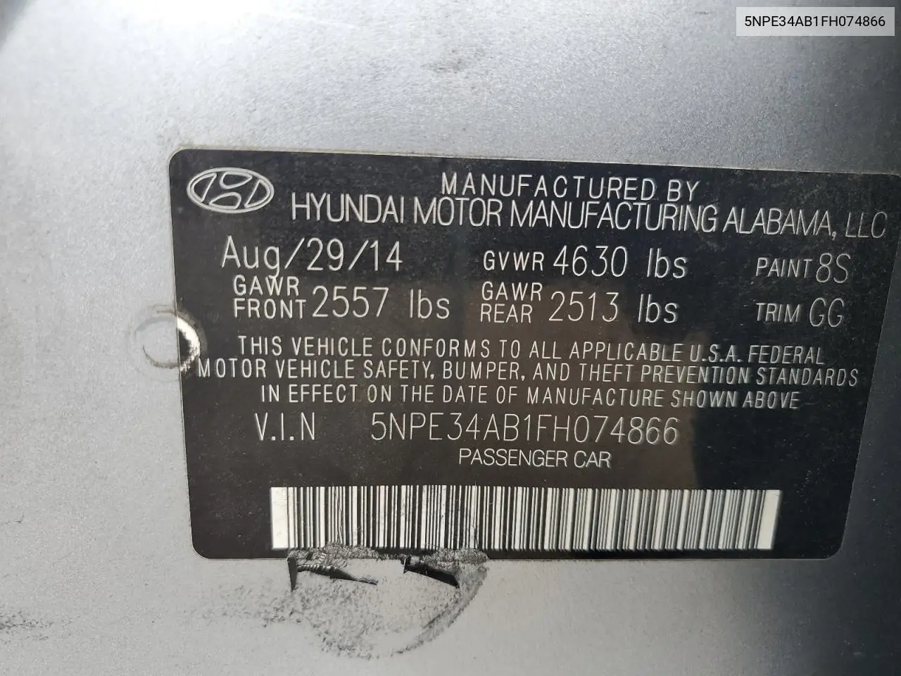 2015 Hyundai Sonata Sport VIN: 5NPE34AB1FH074866 Lot: 56642235