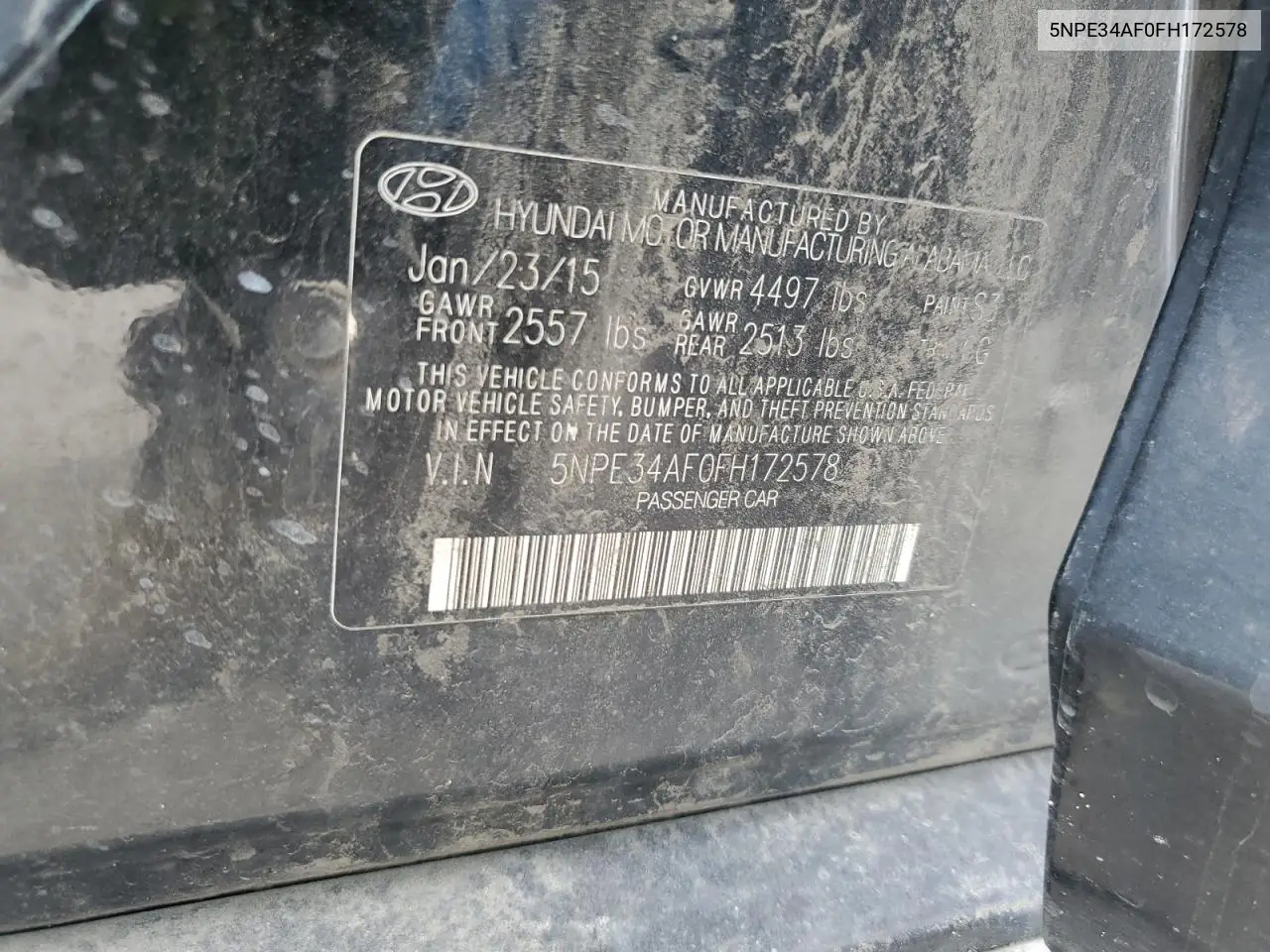 5npe34af0fh172578 5NPE34AF0FH172578 2015 Hyundai Sonata Sport