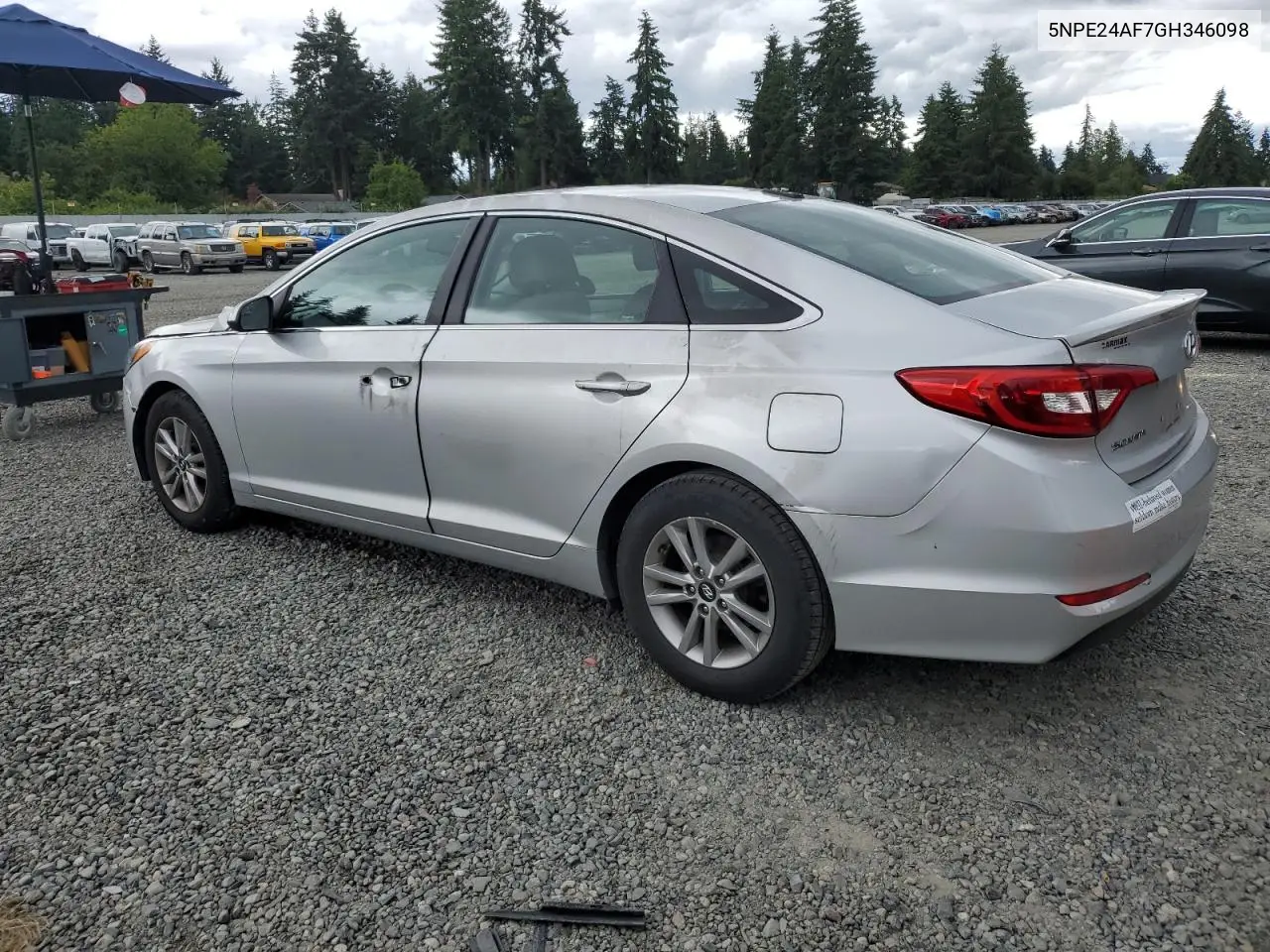 2016 Hyundai Sonata Se VIN: 5NPE24AF7GH346098 Lot: 62786635