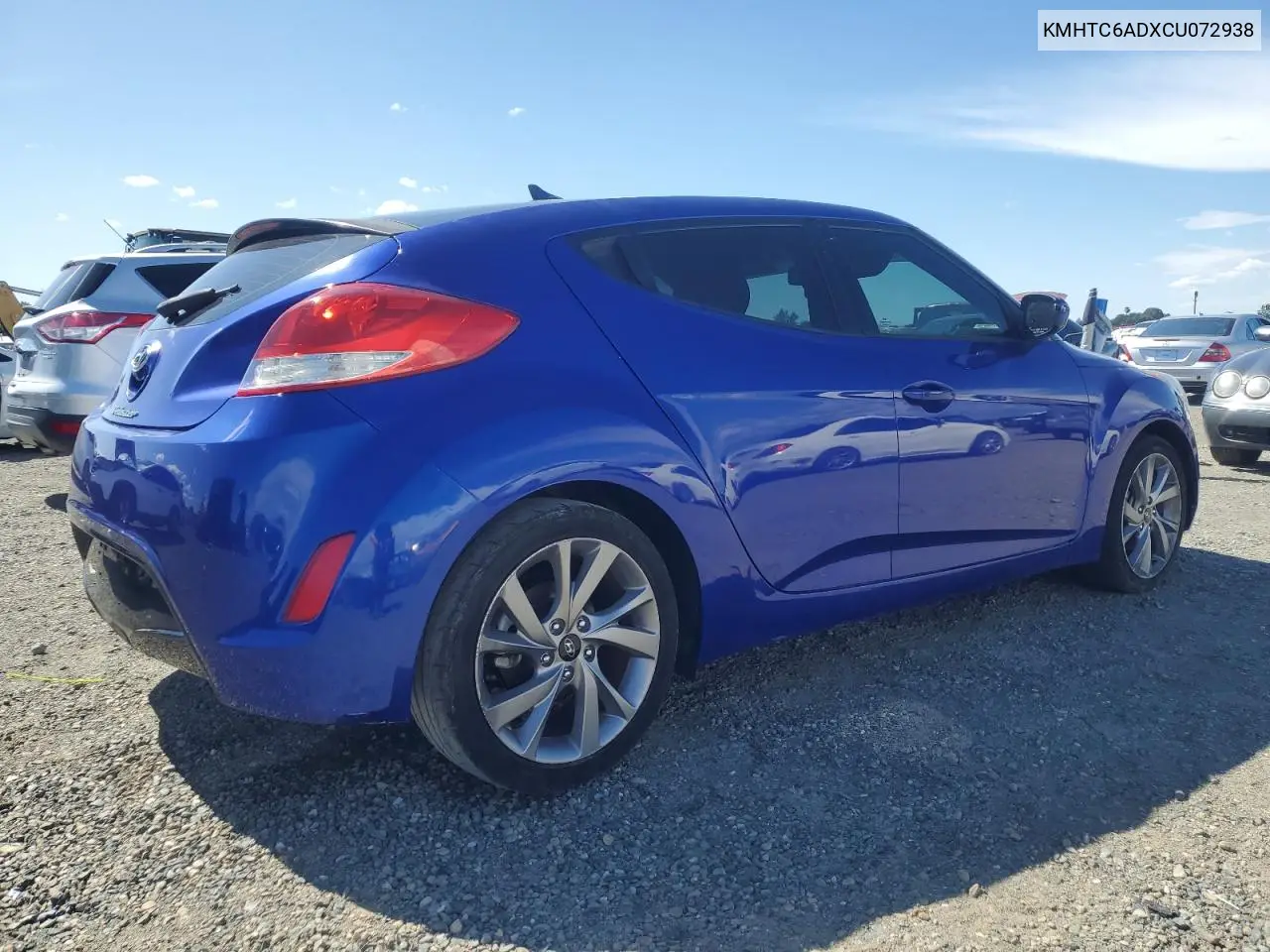 2012 Hyundai Veloster VIN: KMHTC6ADXCU072938 Lot: 56767105