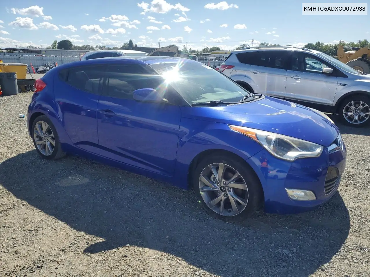 2012 Hyundai Veloster VIN: KMHTC6ADXCU072938 Lot: 56767105