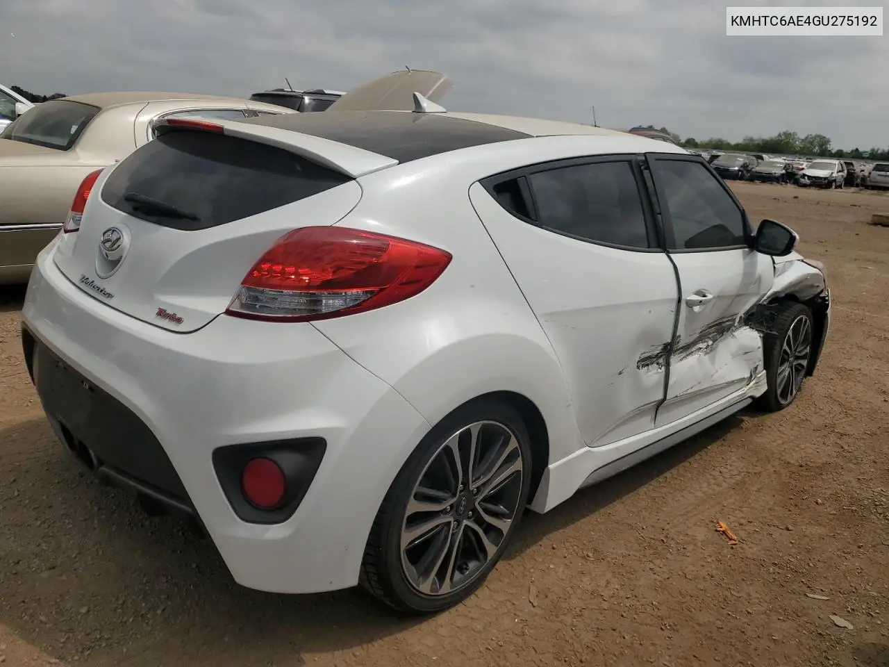2016 Hyundai Veloster Turbo VIN: KMHTC6AE4GU275192 Lot: 56646105