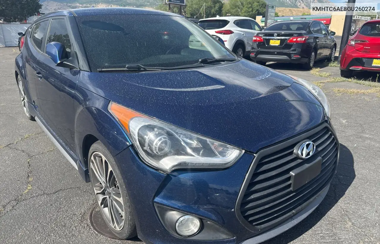2016 Hyundai Veloster Turbo VIN: KMHTC6AE8GU260274 Lot: 66046955