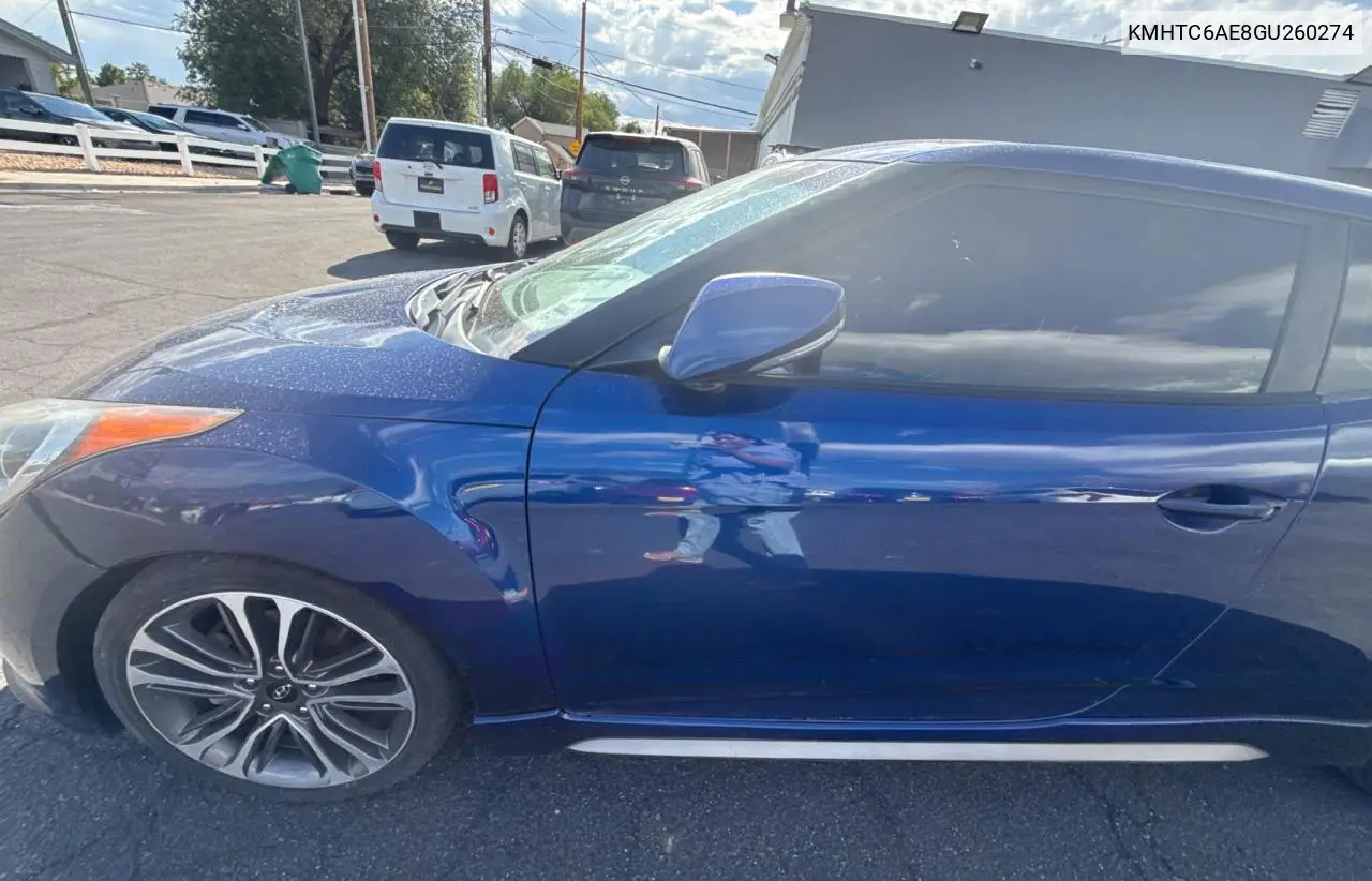 2016 Hyundai Veloster Turbo VIN: KMHTC6AE8GU260274 Lot: 66046955